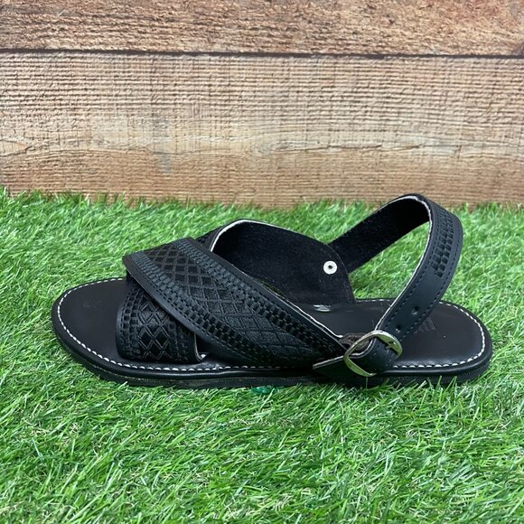Men's Handmade Cushioned Black Embroidered Sandals Huaraches Mexicanos Bordados - Picture 6 of 6